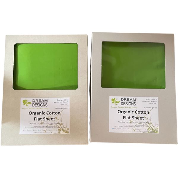 20-Pcs New Organic Cotton Sateen Falt Sheet, Green (Assorted Sizes, Primarily Queen, King, Twin)