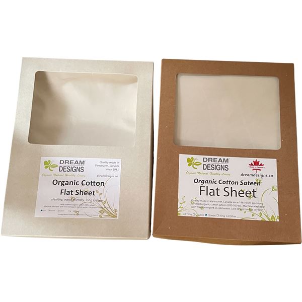 10-Pcs New Organic Cotton Sateen Flat Sheet, Natural (Assorted Sizes, Primarily Double, Twin)