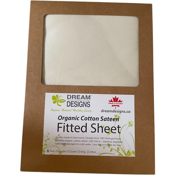 3-Pcs New Organic Cotton Sateen Flat Sheet, Natural (Twin)