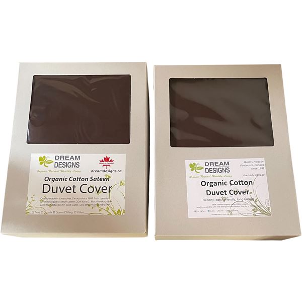 14-Pcs New Organic Cotton Sateen Duvet Cover, Brown (Assorted Sizes)
