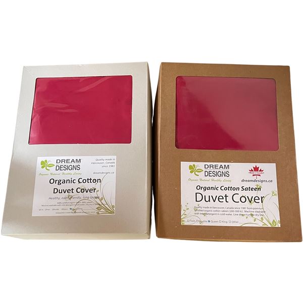 16-Pcs New Organic Cotton Sateen Duvet Cover, Red (Assorted Sizes - Primarily Double, Queen)