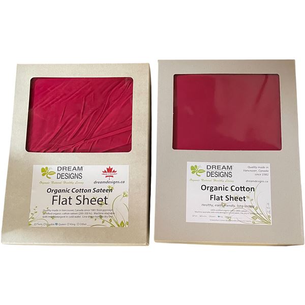22-Pcs New Organic Cotton Flat Sheet, Red (Assorted Sizes - Primarily King, Double)