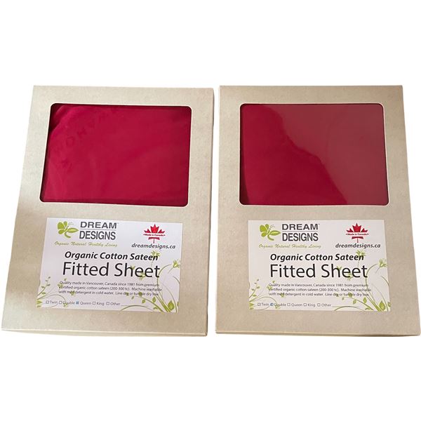 23-Pcs New Organic Cotton Sateen Fitted Sheet, Red (Assorted Sizes - Primarily King, Double)