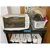 Image 2 : Black Shelf and Assorted Supplies, Toaster Oven, and More