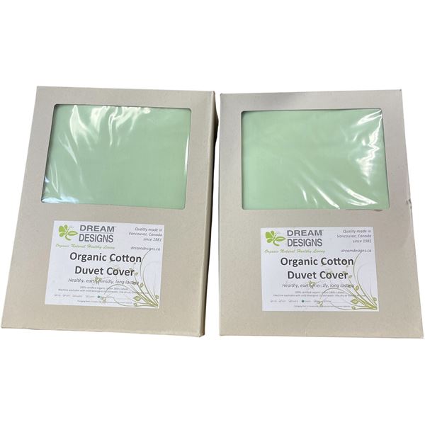 17-Pcs New Organic Cotton Duvet Cover, Light Green (Assorted Sizes - Primarily Double, Queen, King)