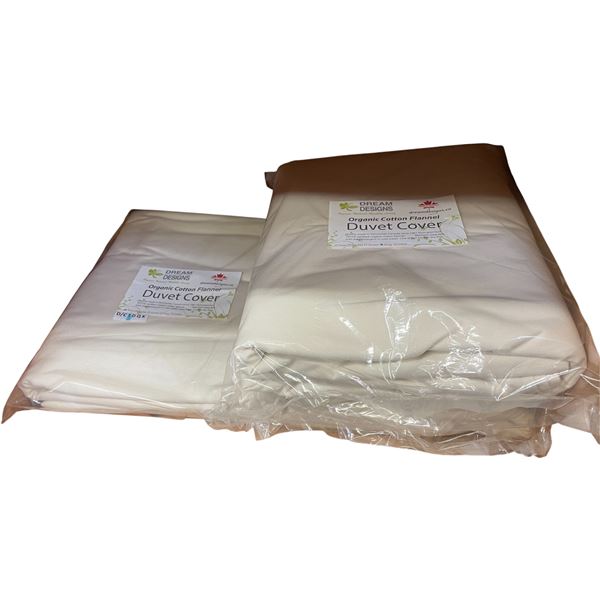 3-Pcs Organic Cotton Flannel Duvet Cover (2 King, 1 Twin)