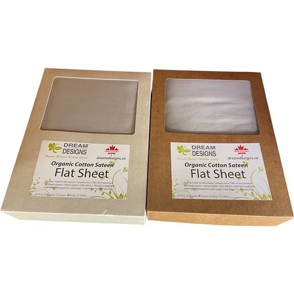 10-Pcs New Organic Cotton Sateen Flat Sheet, Light Grey (Assorted Sizes, Primarily Queen)