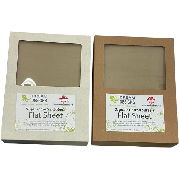 12-Pcs New Organic Cotton Sateen Flat Sheet, Taupe (Assorted Sizes, Primarily Twin)