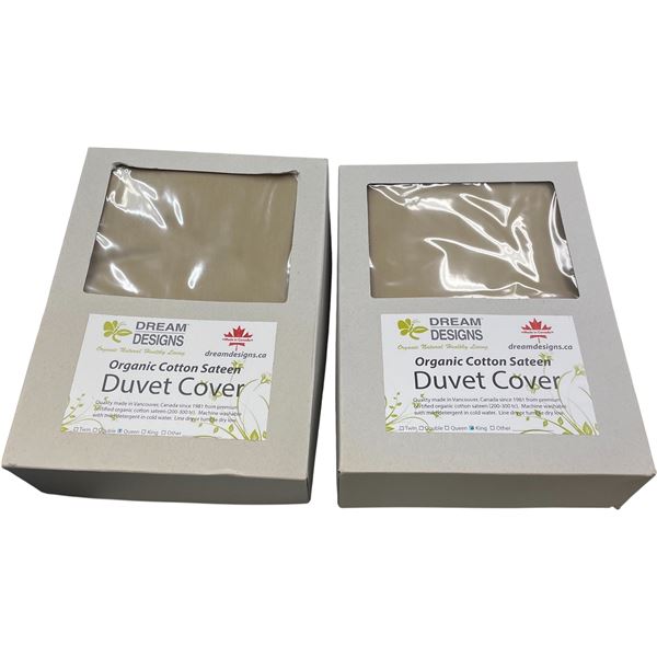 12-Pcs New Organic Cotton Sateen Duvet Cover, Taupe (Assorted Sizes - Primarily Double, Queen)