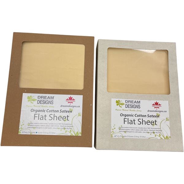 13-Pcs New Organic Cotton Sateen Flat Sheet, Yellow (Assorted Sizes - Primarily Double, Twin)