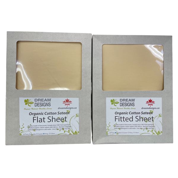 15-Pcs New Organic Cotton Sateen Fitted and Flat Sheet, Yellow (Assorted Sizes - Primarily King, Twi