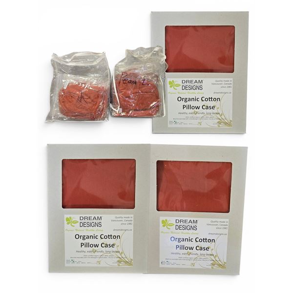 Group of New Organic Cotton Pillow Case and Peanut Case - Red (Sizes and Types May Vary)