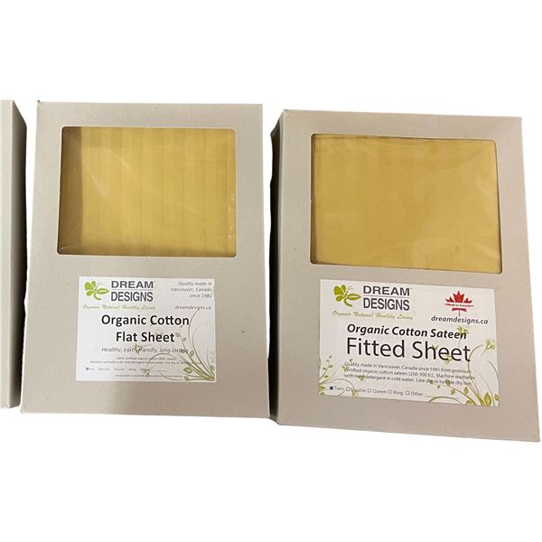 7-Pcs New Organic Cotton Flat Sheet and Fitted Sheet, Golden Beige (Sizes and Types May Vary)