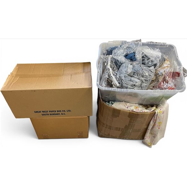 4 Boxess Misc Items - New Eye Masks, Fabric Remnants, and More