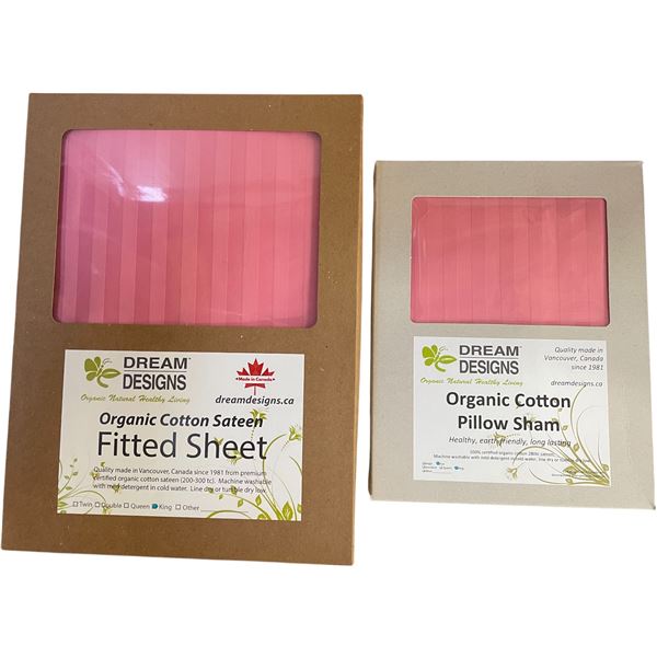 12-Pcs New Organic Cotton Mixed Sheet & Pillow Sham, Rose Pink (King - Sizes and Types May Vary)