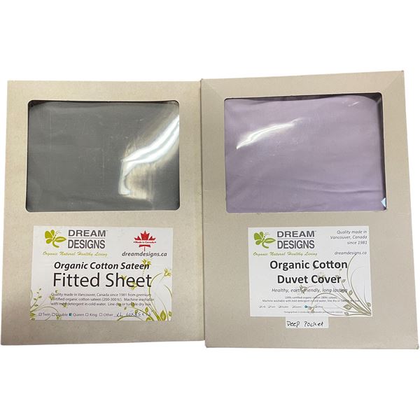 Group of New Organic Cotton Fitted Sheet & Duvet Cover (Mixed - Sizes and Types May Vary)