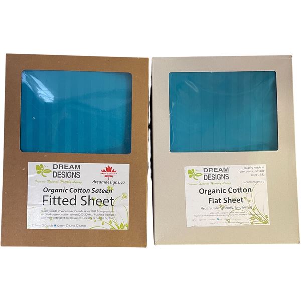 34-Pcs New Organic Cotton Flat and Fitted Sheet, Turquoise (Mixed - Sizes and Types May Vary)
