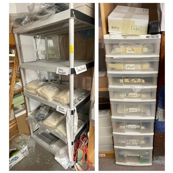 Shelf (H72") and Storage Drawers (35" x 24") - with Contents