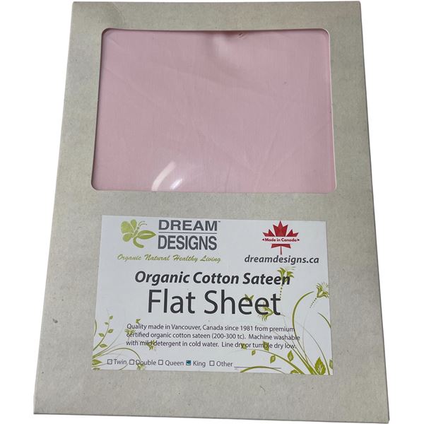 13-Pcs New Organic Cotton Sateen Flat Sheet, Pink (Mixed - Sizes and Types May Vary)