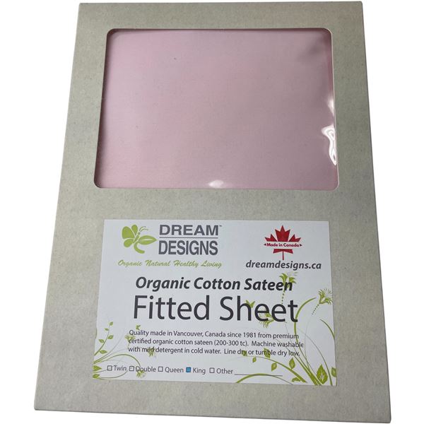 9-Pcs New Organic Cotton Sateen Fitted Sheet, Pink (Primarily King, Double)  - Sizes and Types May V
