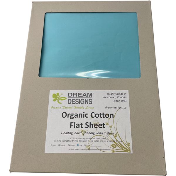 10-Pcs New Organic Cotton Flat Sheet, Seaglass (Primarily Twin, King) - Sizes and Types May Vary)