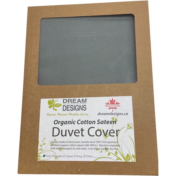 5-Pcs New Organic Cotton Sateen Duvet Cover, Dark Grey (Primarily Double, Twin) - Sizes and Types Ma