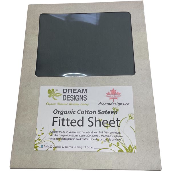 6-Pcs New Organic Cotton Sateen Fitted Sheet, Dark Grey (Primarily Double, Twin) - Sizes and Types M