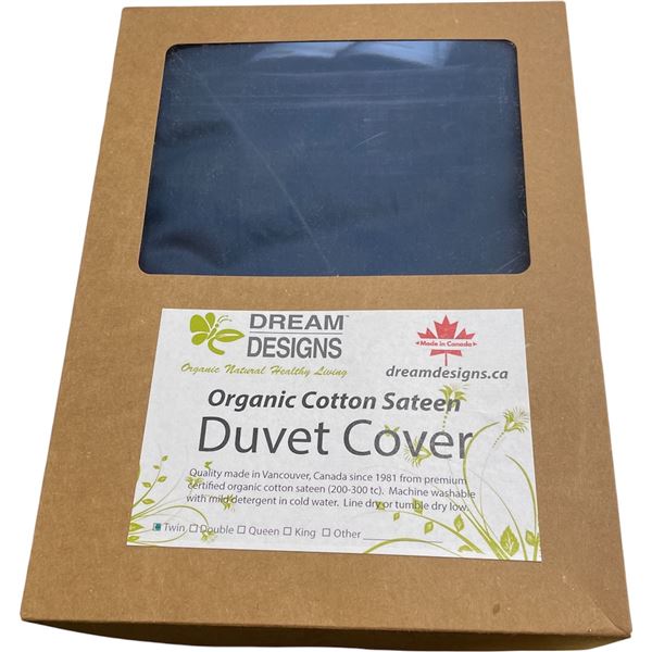 6-Pcs New Organic Cotton Sateen Duvet Cover, Dark Blue (Primarily Twin) - Sizes and Types May Vary)