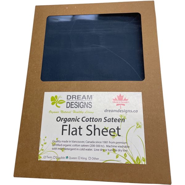 17-Pcs New Organic Cotton Sateen Flat Sheet, Dark Blue (Mixed - Sizes and Types May Vary)
