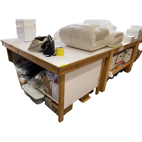 4-Pcs Large Wooden Tables, Approx. H37" x 72"x 48" / H37" x 72" x 62" (2) / H30" x 45" x 78" - Table