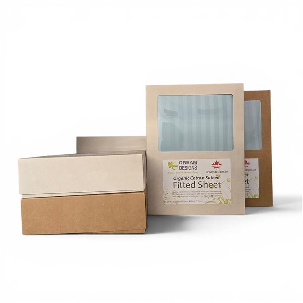 Organic Cotton 280tc Sateen, Light Blue, Fitted Sheets - approx. 7 pcs /  Various Sizes:  King (x3) 