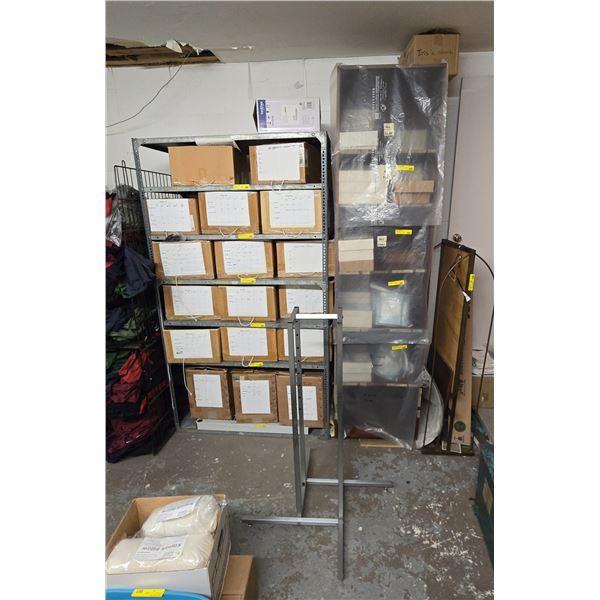 Furniture Lot - includes 7-Tier Metal Shelf, 6-Tier 8" H Wooden Shelf, Metal & Wood Display Stand, T