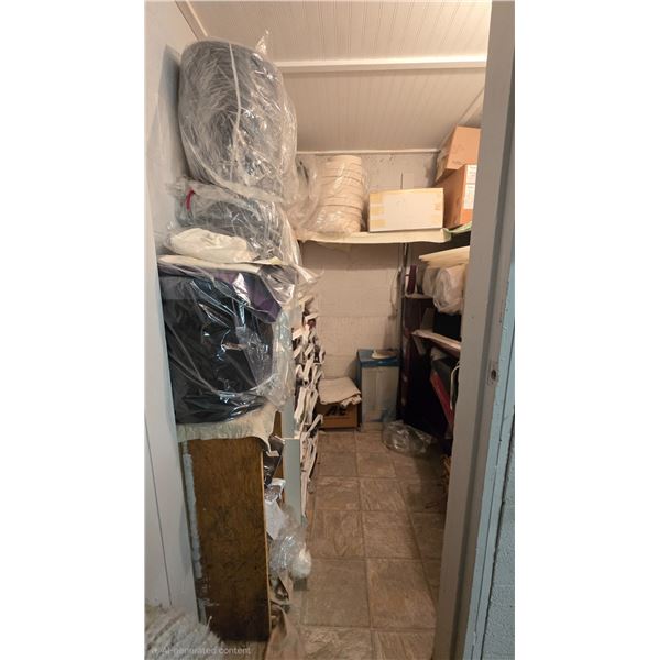 Room Content Lot - includes Assorted Fabrics, Bolsters, Elastics, Vintage Monitor Screen & More