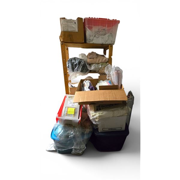 Shelf Lot & Content - includes Assorted Fabrics, Duvet Covers, Masks & More. Must Take All, included