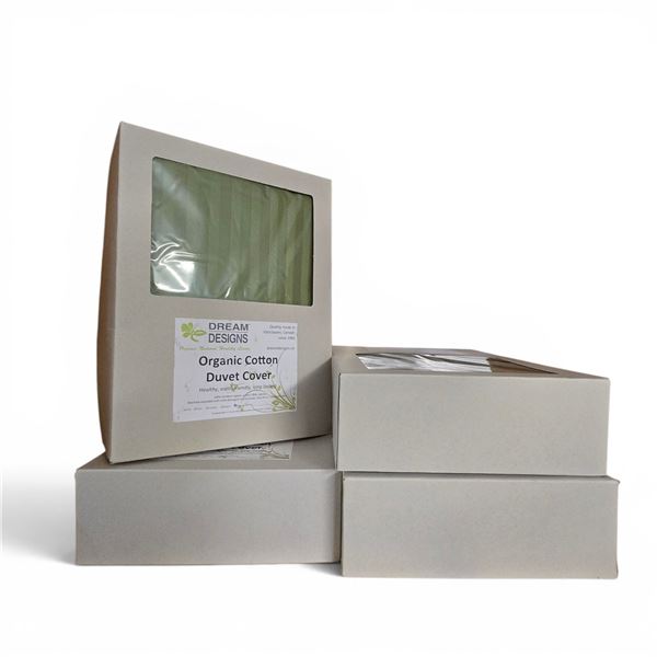 Organic Cotton 280tc Sateen, Green, Duvet Covers - approx. 4pcs /  Various Sizes:  King (x1) / Doubl