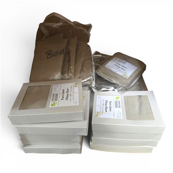 Pure Linen,  Oat, Pillow Cases & Shams - approx. 50 pcs/ Various Sizes: Petite, Standard, Queen, Kin