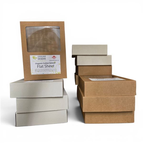 Organic Cotton 280tc Sateen, Nutmeg, Flat Sheets - approx. 19 pcs /  Various Sizes:  King (x4) / Que