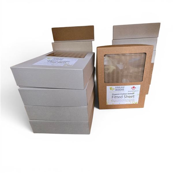 Organic Cotton 280tc Sateen, Nutmeg, Fitted Sheets - approx. 17 pcs /  Various Sizes:  King (x6) / D