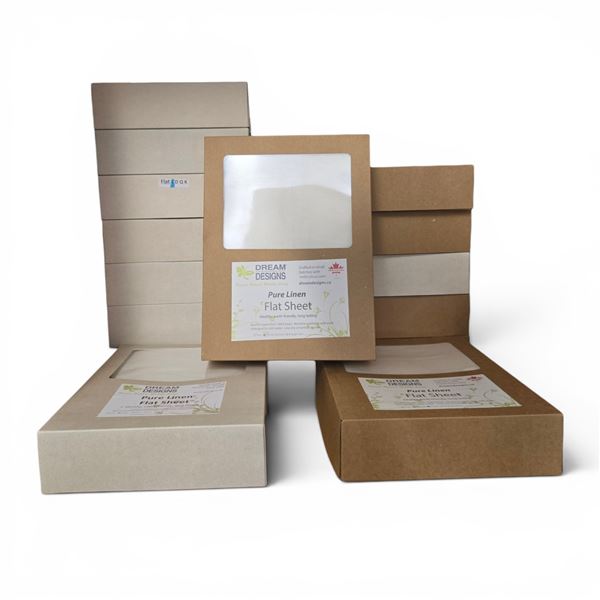 Pure Linen Ivory, Flat Sheets - approx. 15 pcs / Various Sizes:  Queen (x2) / Double (x6) / Twin (x7
