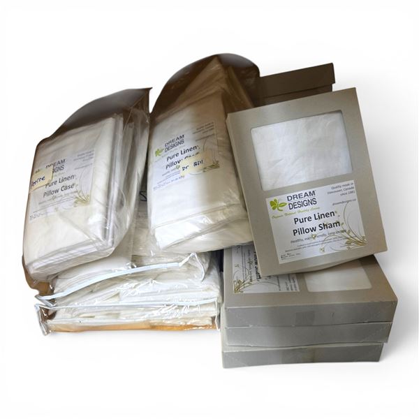 Pure Linen Ivory, Pillow Cases & Shams - approx. 50 pcs/ Various Sizes: Petite, Standard, Queen, Kin