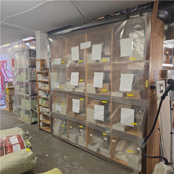 Lot of 3 Shelves - includes compartments shelf (8ft x 8ft x 23")/7-Tier Wooden shelf (2ft x 64") & P
