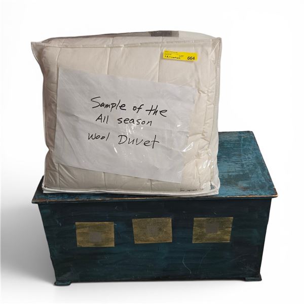 100% Wool Duvet, All Season (Sample) & Blue Chest with Content - includes Assorted Fabrics & More