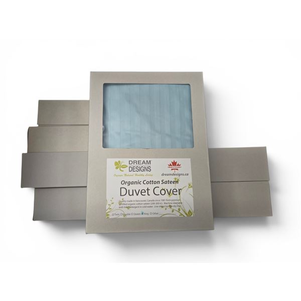 Organic Cotton 280tc Sateen, Light Blue, Duvet Covers - approx. 7pcs /  Various Sizes:  King (x1) /