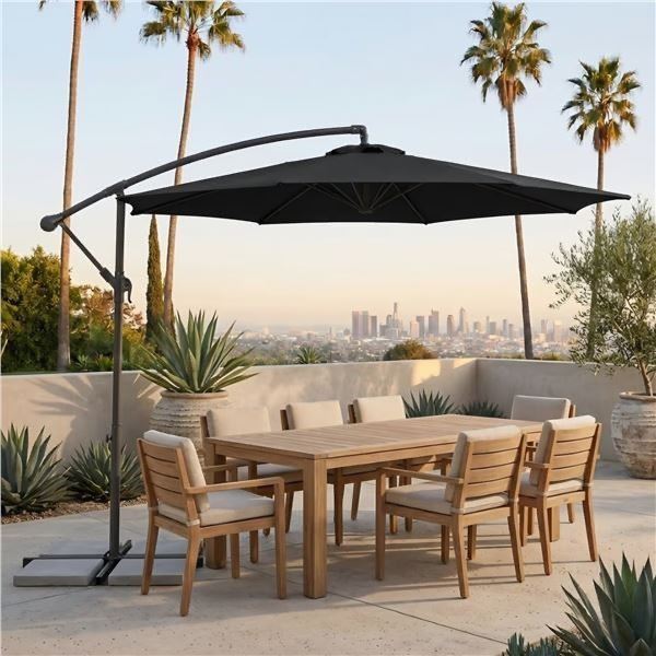 CorLiving 9.5ft Tilting Offset Patio Umbrella with Crank and Cross Base - RV: $140 - (Color Varies)