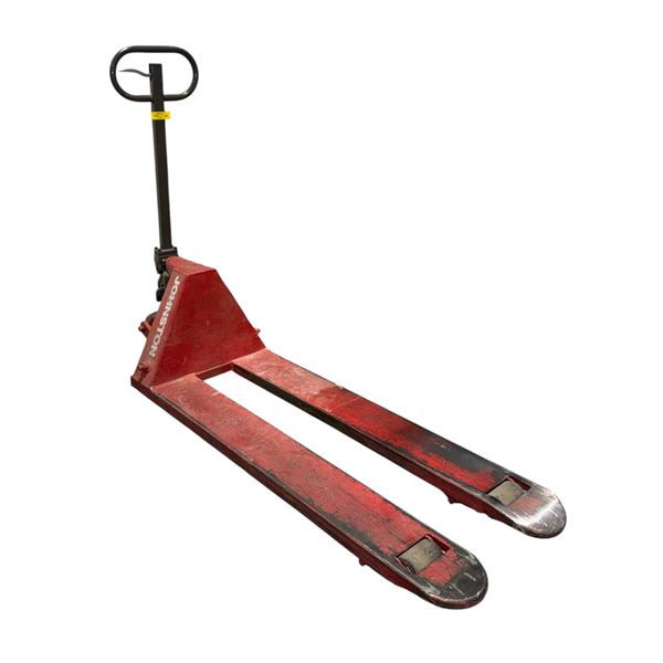 Johnston Red Manual Narrow Forks Pallet Jack - Good working condition