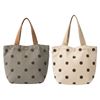Image 1 : 6-Pcs New Polka Dot Corduroy Tote Bags - RV: $120 - Grey & Cream, Approx. 10" x 7.5" Each