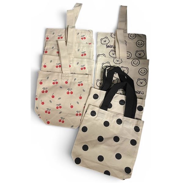 8-Pcs New Cotton Canvas Lunch Bags - RV: $160 - Approx. 8.5" x 9" Each
