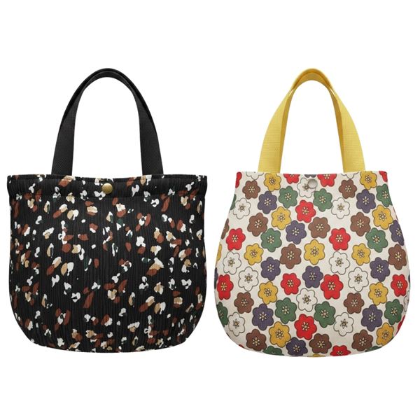 9-Pcs New Assorted Patterned Tote Bags - RV: $180 - Black & Colorful, Approx. 9.5"x9.5" & 10.5"x8"