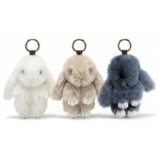 12-Pcs Brown Bunny Plushie Keychains - RV: $288 - Assorted Colours