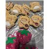 Image 2 : 28-Pcs New Assorted Plush Bear & Strawberry Keychains with 9 Plaid Paw Stockings - RV: $230